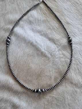 Sterling silver desert pearl graduated Beaded Necklace